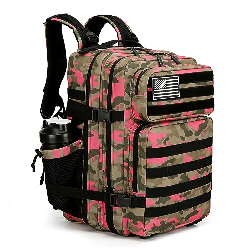 45L Tactical Assault Backpack 3 day assault pack with Molle Waterproof backpack Rucksack for Tactical Backpacks - color: Pinkcamo