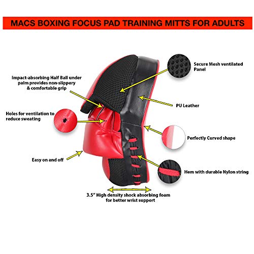 Punching Mitts MMA Boxing Training Focus Punch Pads Kickboxing Muay Thai Hand Target for Men & Women (Pair) - color: Black