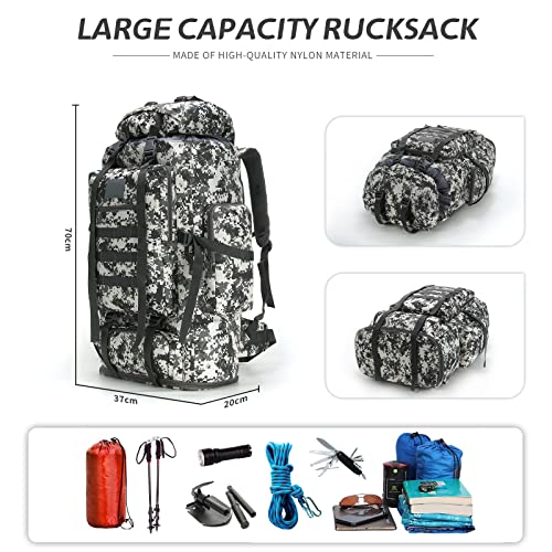 100L Hiking Camping Backpack MOLLE Rucksack Waterproof Daypack for Traveling (City Camo) - color: Citycamo