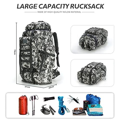 100L Hiking Camping Backpack MOLLE Rucksack Waterproof Daypack for Traveling (City Camo) - color: Citycamo
