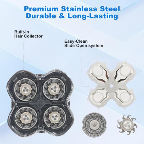 4 Pack 4-Shaver Replacement Heads for Skull Pitbull Series - size: 4 Repl Head