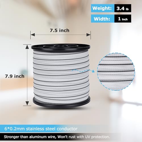 Electric Fence Tape 1 inch, Electric Fence Poly Tape 6ss Conductors 656' - color: 1 in, size: 656 FEET