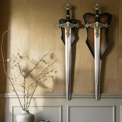 Sword Plaque Wall Mount Vertical Display Holder Adjustable Stand for Bow Medieval Dagger Axe (1pcs Large Brown) - color: 1pcs Large Brown