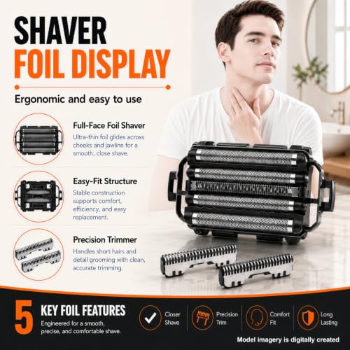 Shaver Replacement Foil，Compatible with Panasonic ARC5 5-Blade Shavers - color: Black Border 1 Pack