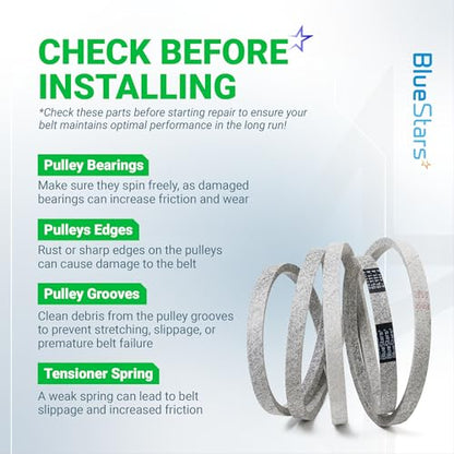 BlueStars M154958 Mower Deck Belt | Aramid Cord | 111.4" x 5/8" - size: M154958, style: Aramid Cord