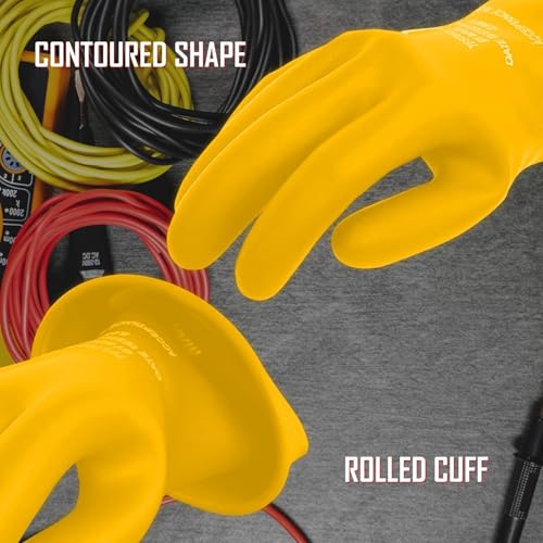 MAGID Rubber Insulating Electrical Safety Gloves, Class 0 ASTM Compliant - color: Yellow, size: Size 10.5 | Cuff Length - 11", style: 1 Pair