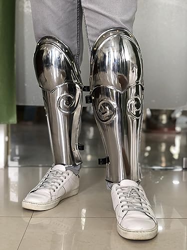 Medieval Armor Gladiator Leg Guard Silver