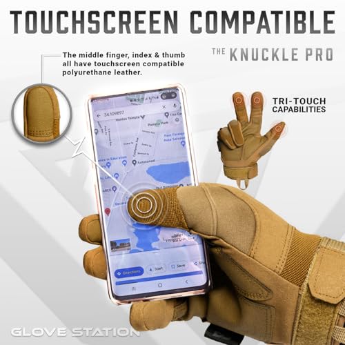 Glove Station Hard Knuckle Utility Gloves, Touchscreen, THKFF, Tan, XL - color: Tan - Hard Knuckle, size: X-Large