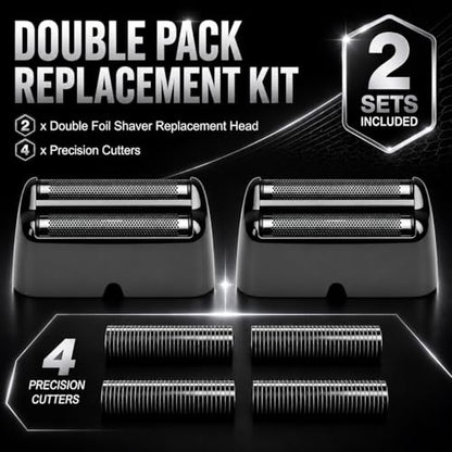 Replacement Double Foil Blade Compatible with BaBylissPRO UV-Double Shaver - color: Grey Double Foil-2 Pack