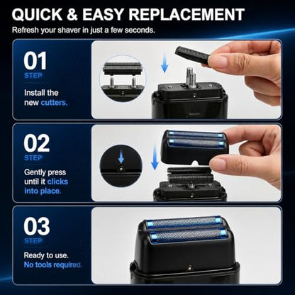 Replacement Double Foil Blade Compatible with BaBylissPRO UV-Double Shaver - color: Black Double Foil-2 Pack