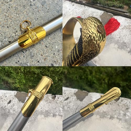 37.8" Stainless Steel Eagle Head Straight Ceremonial Sword,European Honor Guard Parade Sword,Unsharpened Drill Saber - style: A