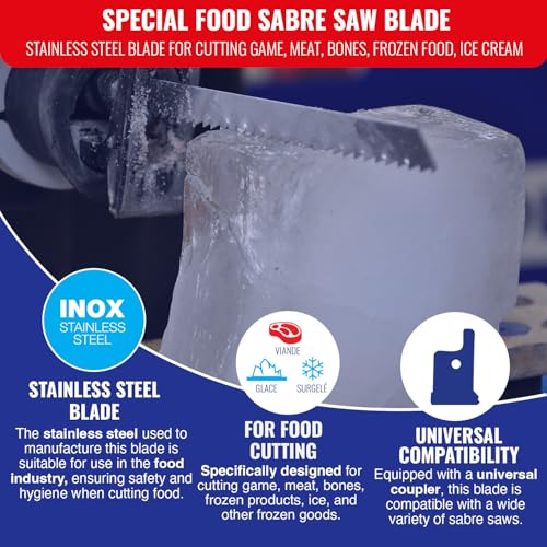 TIVOLY - Special Saber Saw Blade for Foods - Stainless Steel Blade for Cutting Game, Meat, Bones, Frozen Foods, Ice