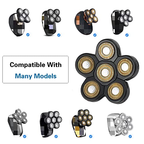 6 Blades Electric Shaver Replacement Heads Upgrade Razor Shaver Replaceable Floating Blades Wet and Dry for Bald and Face (Gold) - color: Gold6