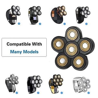 6 Blades Electric Shaver Replacement Heads Upgrade Razor Shaver Replaceable Floating Blades Wet and Dry for Bald and Face (Gold) - color: Gold6