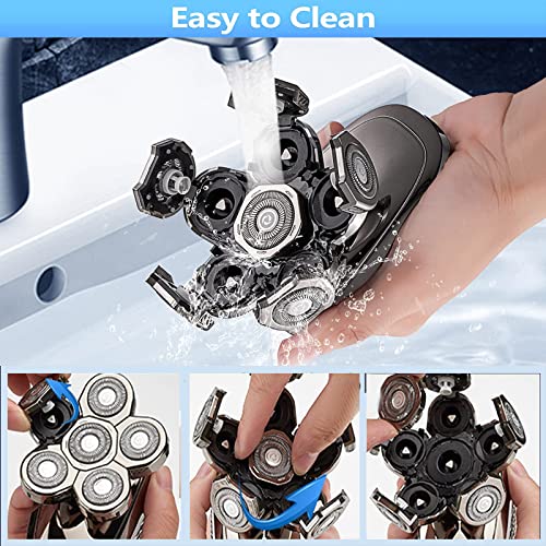 Head Shaver Replacement Heads, Replacement Blades for Bald Men, Stainless Steel 7D Rotary Blades for Electric Head Razor, Silver - color: Silver6