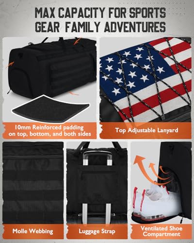 Gonex 130L Extra Large Duffel Bag, Convertible Travel Duffle - color: Black, size: 130L