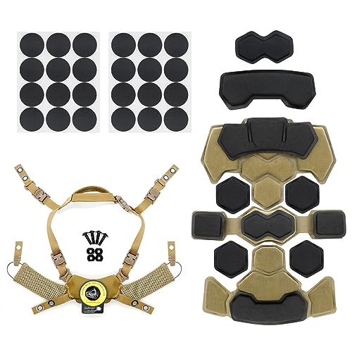 Tactical Helmet Pads and Helmet Chin Strap Replacement Adjustable for Tactical Fast MICH ACH Bump FMA EXF Helmet Replacement Accessories Kit - color: khaki