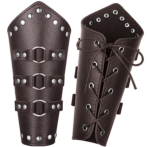 Patelai 1 Pair Faux Leather Arm Bracers - color: Brown, size: Small, style: Rock Style