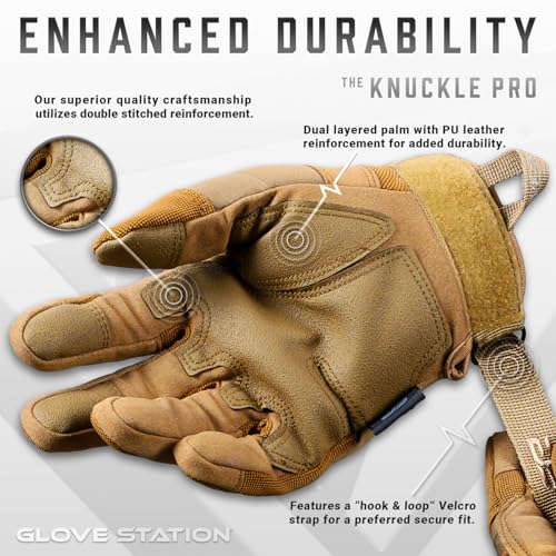 Glove Station Hard Knuckle Utility Gloves, Touchscreen, THKFF, Tan, XL - color: Tan - Hard Knuckle, size: X-Large