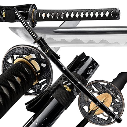 Traditional Heat/Clay Tempered Hand Forged Katana Sword | Real 1060/1095 T10 High Carbon Steel Sharp Full Tang Katanas | Practical Authentic Japanese Samurai Swords - color: Muramasa