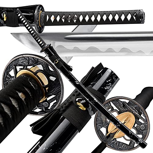 Traditional Heat/Clay Tempered Hand Forged Katana Sword | Real 1060/1095 T10 High Carbon Steel Sharp Full Tang Katanas | Practical Authentic Japanese Samurai Swords - color: Muramasa