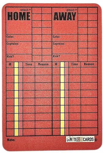 WRITEonCARDS Rewriteable Referee Cards for Soccer, Red and Yellow Standard Set Cards
