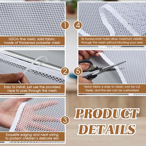 Hosuly Banister Guard Balcony Netting, 15 x 3 ft, White, 1 Set - color: White, size: 15 x 3 ft