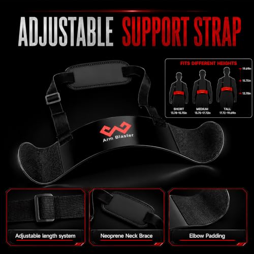 Arm Blaster Bicep Curl with Neoprene Padding, Adjustable Aluminum Bicep Curl Isolator, Bicep Blaster Arm Trainer for Weight Lifting Bodybuilding Home Gym Workout - color: Black