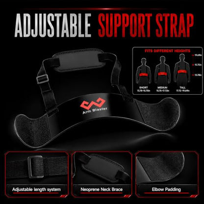 Arm Blaster Bicep Curl with Neoprene Padding, Adjustable Aluminum Bicep Curl Isolator, Bicep Blaster Arm Trainer for Weight Lifting Bodybuilding Home Gym Workout - color: Black