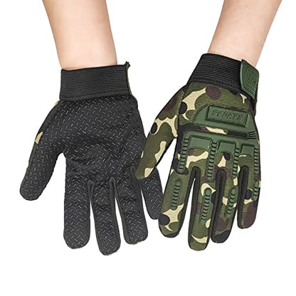 Long Keeper Kids Cycling Tactical Gloves – Boys Sport Climbing Fishing Gloves Anti Slip Full Finger Gloves - color: Style2, Camo, size: Small