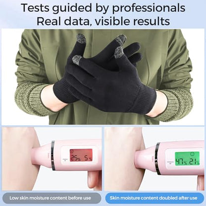 Donfri Touchscreen Cotton Moisturizing Gloves - 6 Pairs, Black, L - size: Large-Black