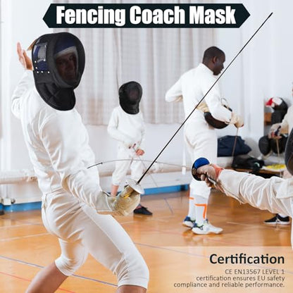 Fencing Coach Mask Mental Fencing Protective Gear Comfortable Safe Helmet for Training Sword Sparring Coaches, Black - size: Size S 21-23 Inch / 53 - 58 Cm
