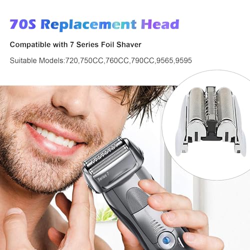 70S Electric Shaver Head Replacement Compatible with Braun 7 Series Foil Shaver Models 720,750CC,760CC,790CC,9565,9595 - color: Silver