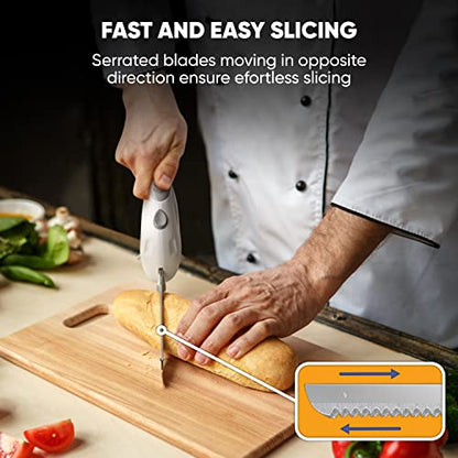 Homaider Electric Knife for Meat Slicing, Turkey, Carving Meat, Bread & More | Ergonomic Handle + 2 Carving Reciprocating Stainless Steel Blades and Serving Fork Included, 6 Foot Cord (Pack of 2) - size: Knife (Pack of 2)
