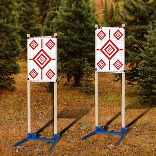 Atflbox Shooting Target Stand with 10pcs 17x25 Inch Sight in Paper Targets, Durable Paper Target Holder with Stable Adjustable Base for Cardboard Silhouette, H Shape, IPSC, IDPA Practice - style: 1 PACK