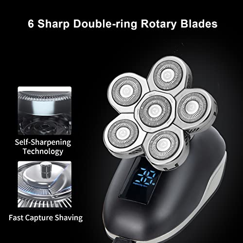 Head Shaver Replacement Heads, Replacement Blades for Bald Men, Stainless Steel 7D Rotary Blades for Electric Head Razor, Silver - color: Silver6