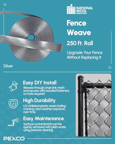 Pexco Privacy Slats for Chain Link Fence, 250 Ft, Silver - color: Silver