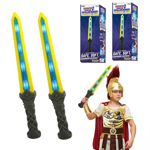 Geospace 18” Gladiator Geosword - 2 Pack LED Light Saber Toy Swords for Kids & Adults, Motion Activated Lights & Sounds, Star Wars Lightsabers, Safe Indoor/Outdoor Lightsaber Play