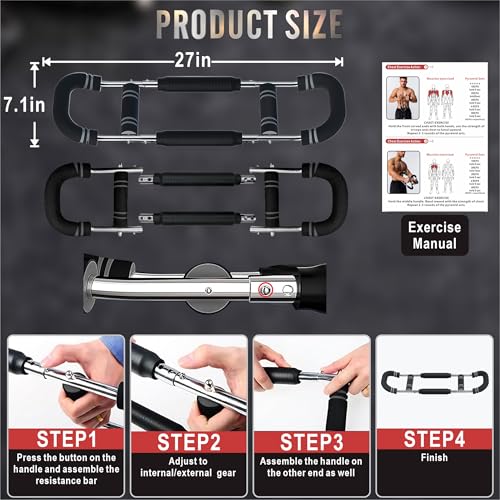 Twister Arm Trainer, Adjustable Resistance Chest Workout Equipment for Men Women, Forearm Biceps Tricep Chest Thigh Exerciser, Portable Spring Home Workout Bar