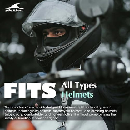 Achiou Ski Mask Balaclava Shiesty, Cooling Ice Silk Motorcycle Face Cover - color: Black