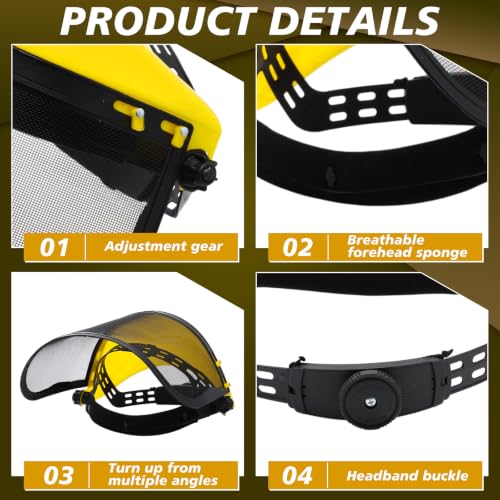 Sabary Safety Face Shield with Mesh Visor for Men, Black,Yellow - color: Black,yellow