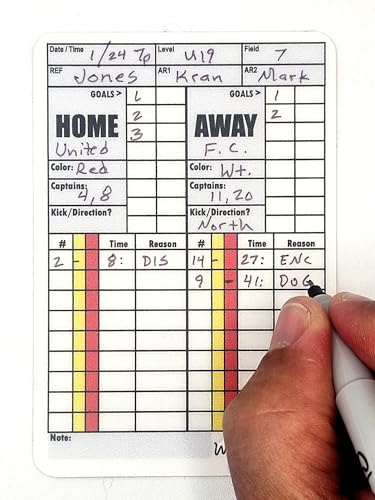 WRITEonCARDS Rewriteable Referee Cards for Soccer, Red and Yellow Standard Set Cards