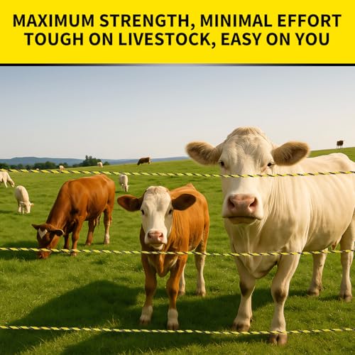 5500ft Electric Fence Polywire, 9-Strand Stainless Steel Rope for Livestock - size: 5500 Feet
