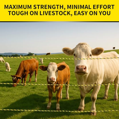 328ft Electric Fence Polywire, 9-Strand Stainless Steel Rope for Livestock - size: 328 Feet