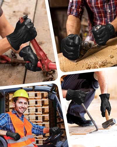 OZERO Leather Garden Gloves: Soft Breathable Deerskin Gloves (Black, L) - color: Black, size: Large (Pack of 1)