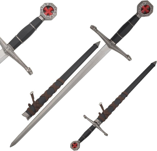 Medieval Warrior Templar Short Sword with Scabbard - style: 2260