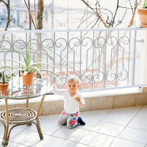 Hosuly Banister Guard Balcony Netting, 15 x 3 ft, White, 1 Set - color: White, size: 15 x 3 ft