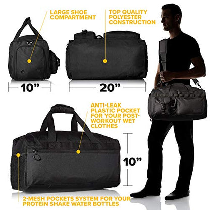Fitdom 32L 20" Tactical Gym Duffle Bag with Shoe Compartment & Wet Pocket