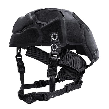 Tactical Helmet Pads and Helmet Chin Strap Replacement Adjustable for Tactical Fast MICH ACH Bump FMA EXF Helmet Replacement Accessories Kit - color: black