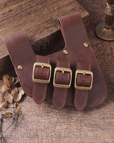 Medieval Viking Sword Frog Holster Leather Belt Holder for Renaissance - color: Dark Brown